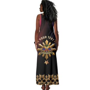 Personalized Haiti And Philippines Tank Maxi Dress Haitian Filipino Heritage Crest