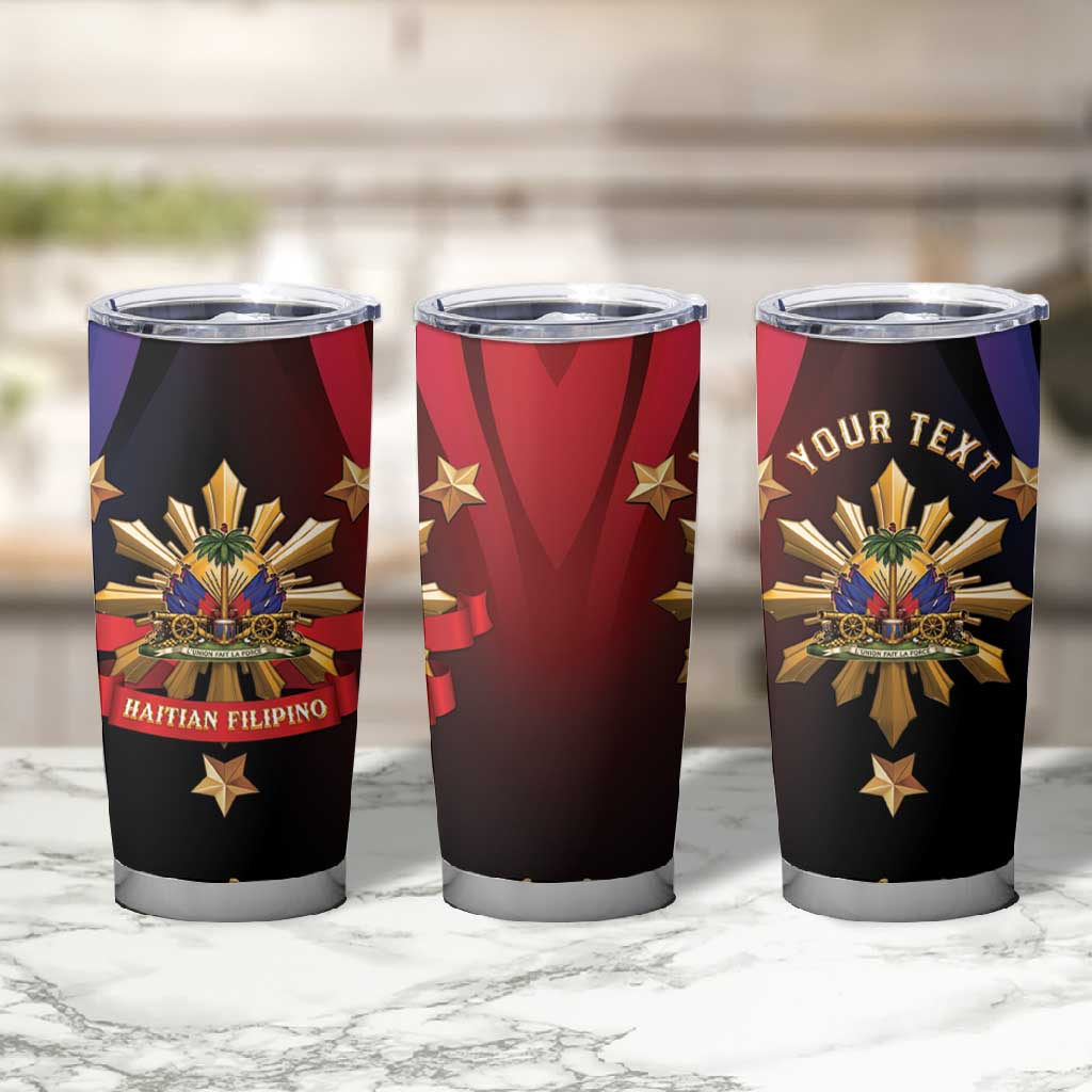 Personalized Haiti And Philippines Tumbler Cup Haitian Filipino Heritage Crest