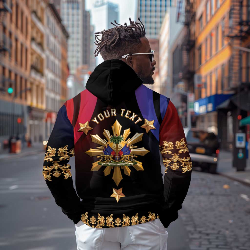 Personalized Haiti And Philippines Zip Hoodie Haitian Filipino Heritage Crest