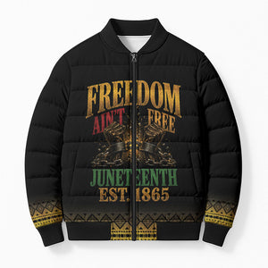 Juneteenth 1865 Bomber Puffer Jacket Freedom Ain't Free