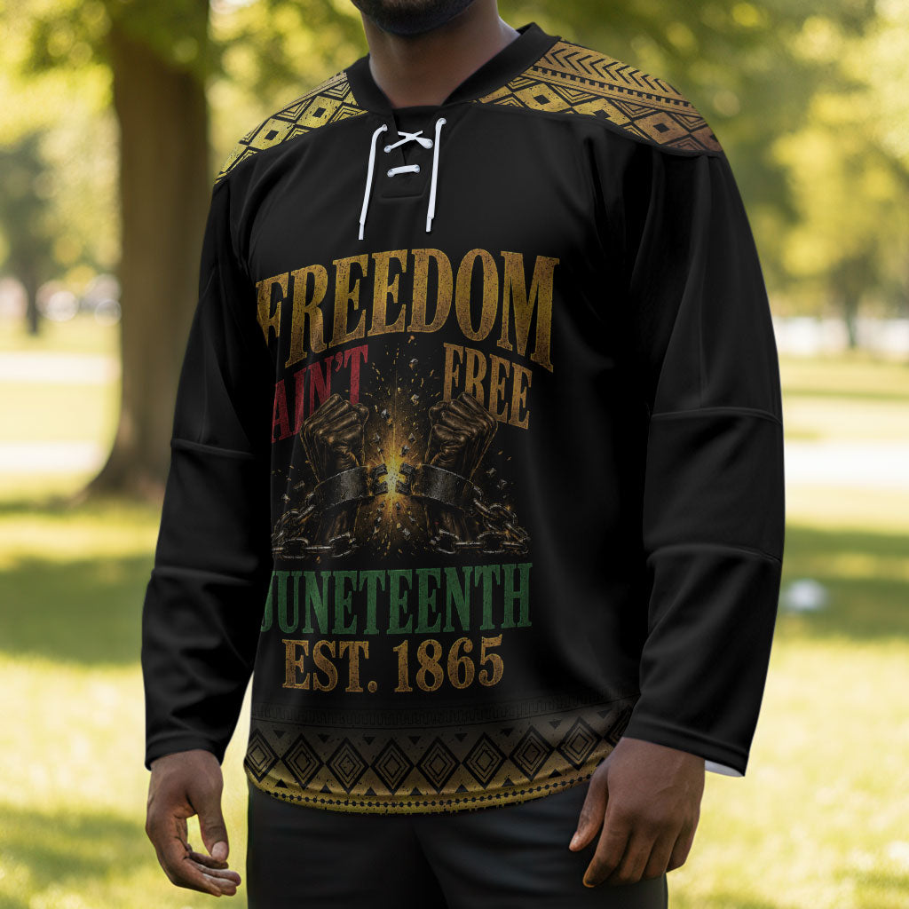 Juneteenth 1865 Hockey Jersey Freedom Ain't Free