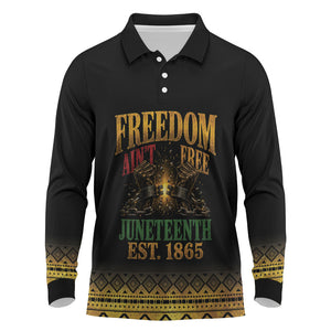 Juneteenth 1865 Long Sleeve Polo Shirt Freedom Ain't Free