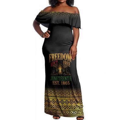 Juneteenth 1865 Off Shoulder Maxi Dress Freedom Ain't Free