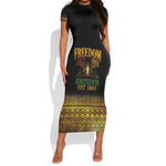 Juneteenth 1865 Short Sleeve Bodycon Dress Freedom Ain't Free