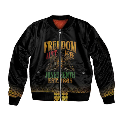 Juneteenth 1865 Sleeve Zip Bomber Jacket Freedom Ain't Free