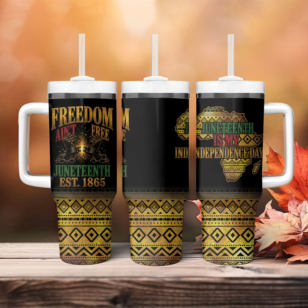 Juneteenth 1865 Tumbler With Handle Freedom Ain't Free
