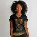 Juneteenth 1865 Women V-Neck T-Shirt Freedom Ain't Free