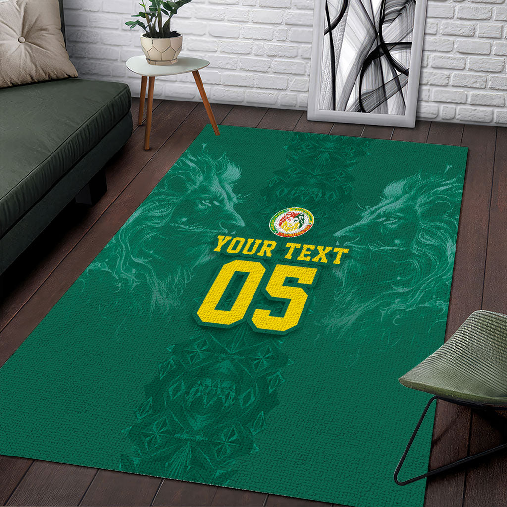 Custom Senegal Football Area Rug Lions Of Teranga Sporty Style