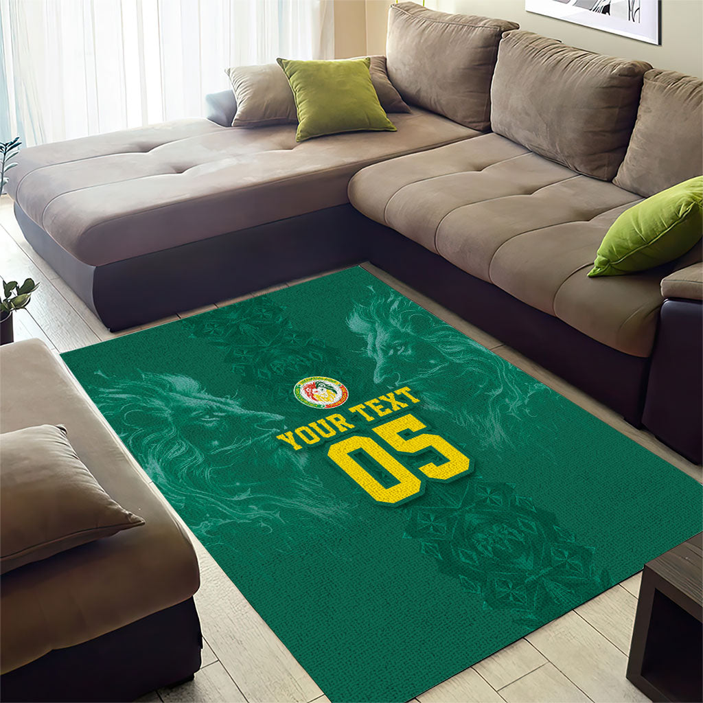 Custom Senegal Football Area Rug Lions Of Teranga Sporty Style