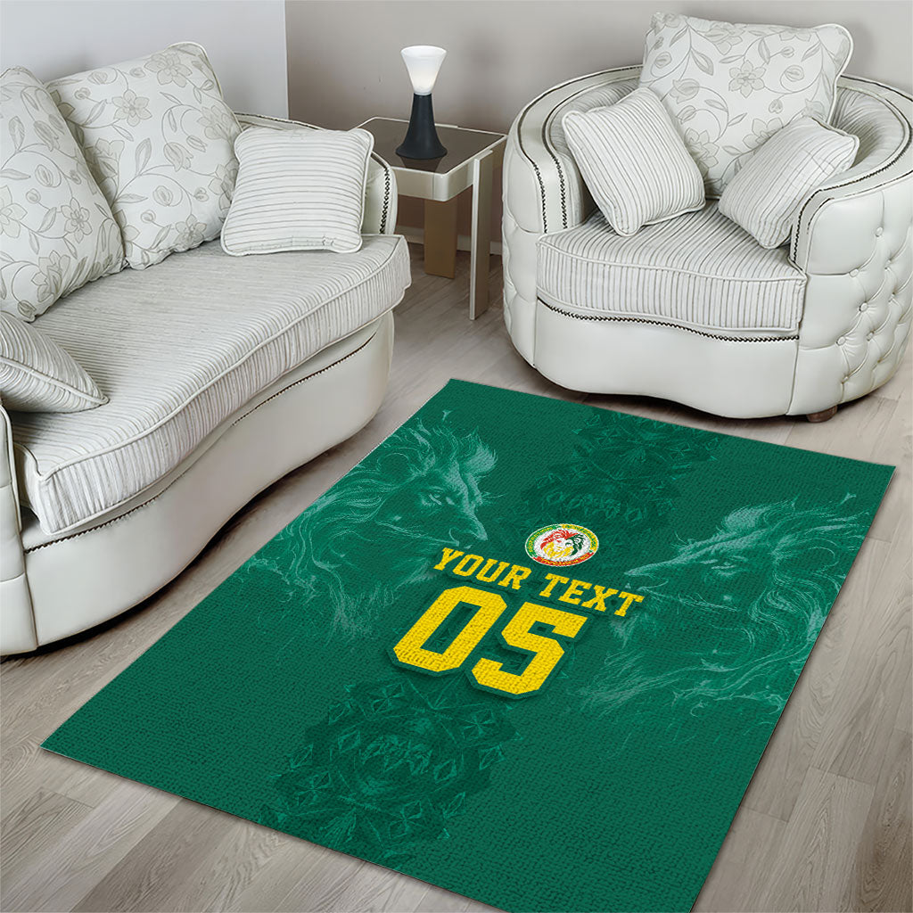 Custom Senegal Football Area Rug Lions Of Teranga Sporty Style