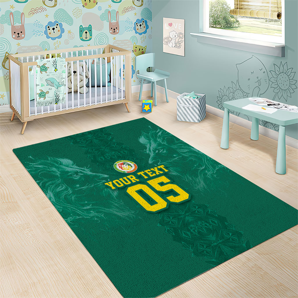 Custom Senegal Football Area Rug Lions Of Teranga Sporty Style