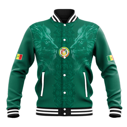 Custom Senegal Football Baseball Jacket Lions Of Teranga Sporty Style