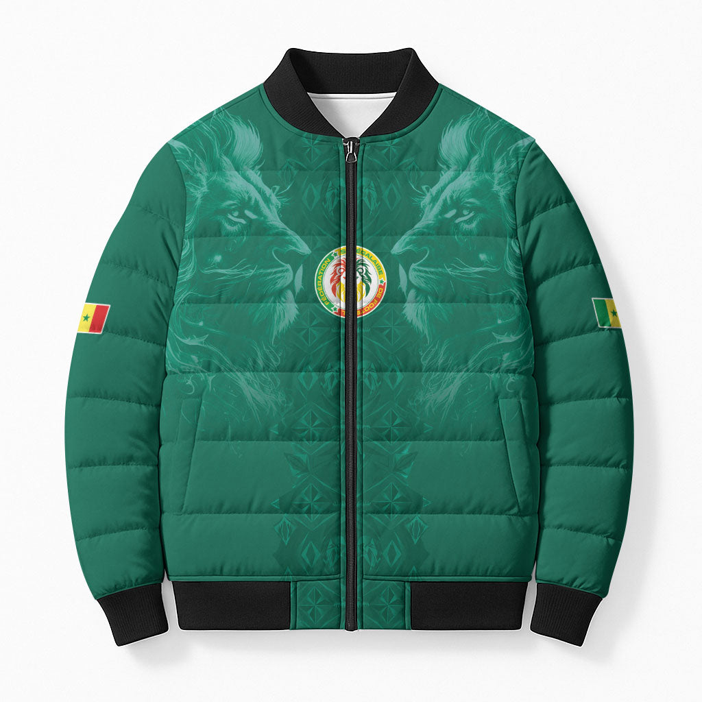 Custom Senegal Football Bomber Puffer Jacket Lions Of Teranga Sporty Style