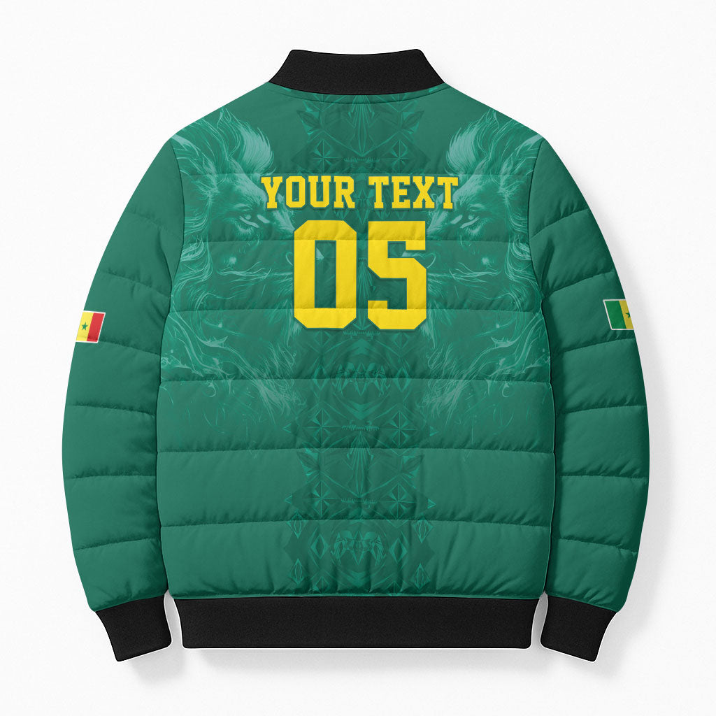 Custom Senegal Football Bomber Puffer Jacket Lions Of Teranga Sporty Style