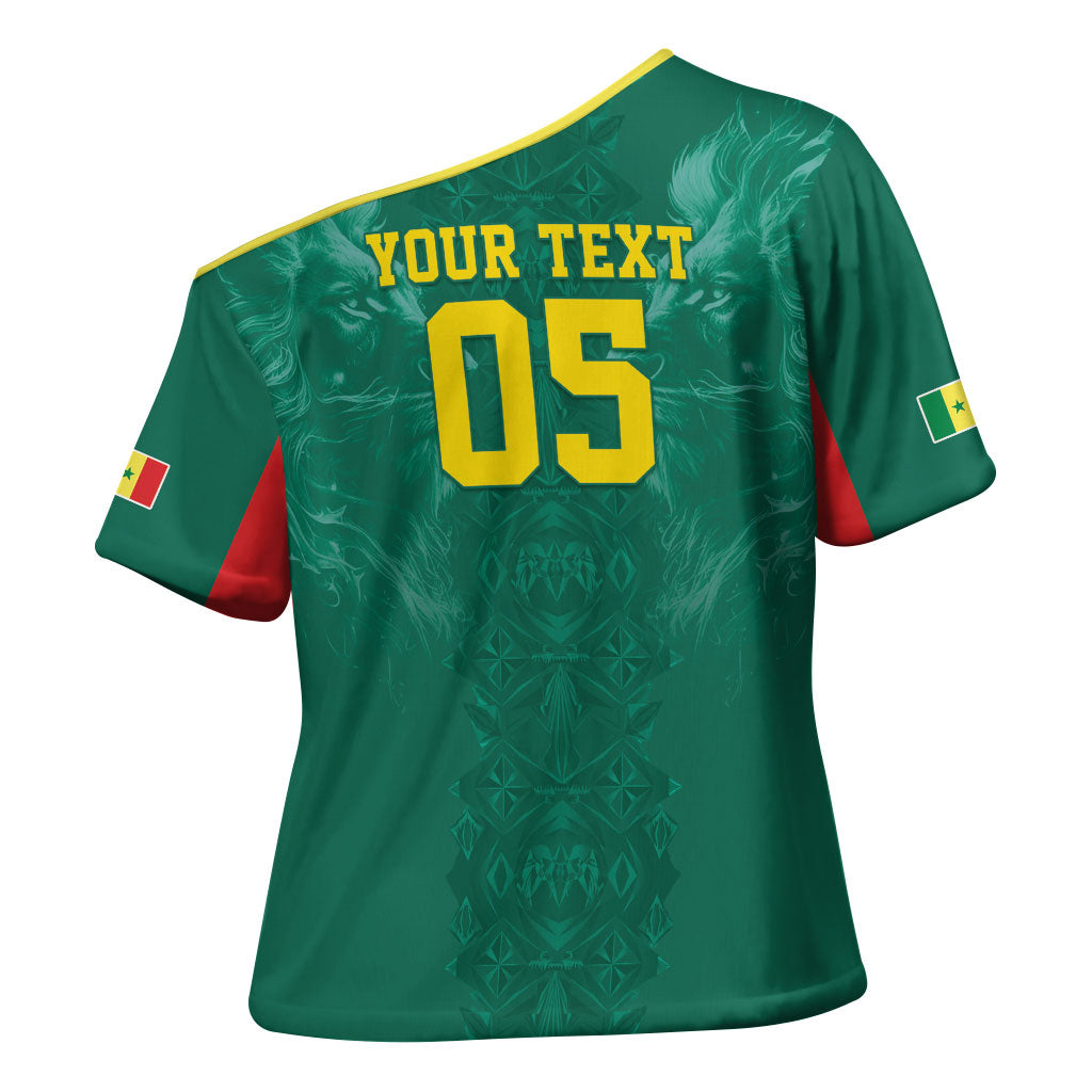 Custom Senegal Football Cross Shoulder Shirt Lions Of Teranga Sporty Style
