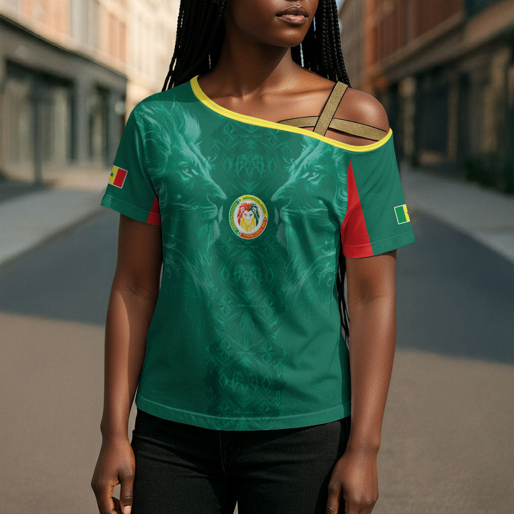 Custom Senegal Football Cross Shoulder Shirt Lions Of Teranga Sporty Style
