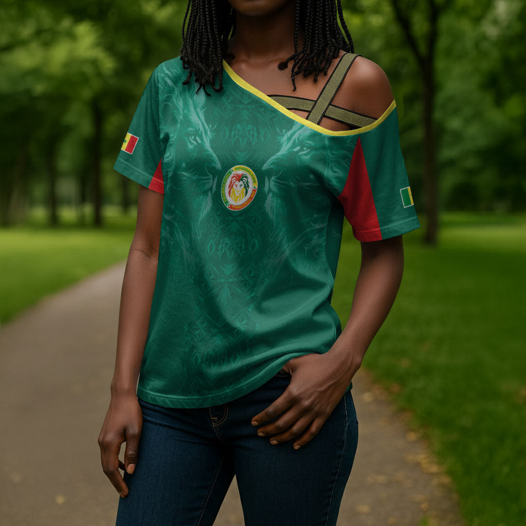 Custom Senegal Football Cross Shoulder Shirt Lions Of Teranga Sporty Style