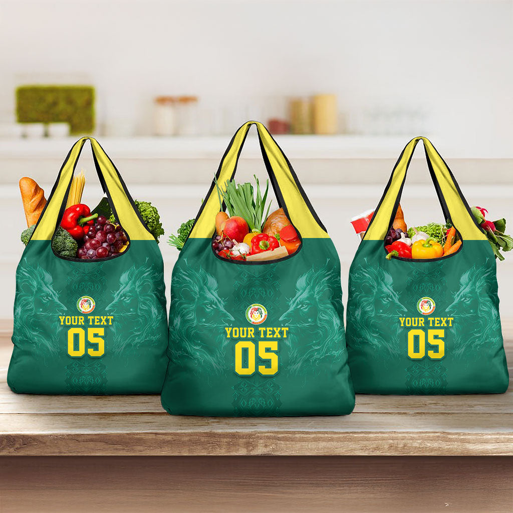Custom Senegal Football Grocery Bag Lions Of Teranga Sporty Style