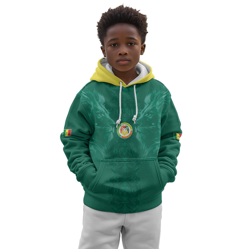 Custom Senegal Football Kid Hoodie Lions Of Teranga Sporty Style