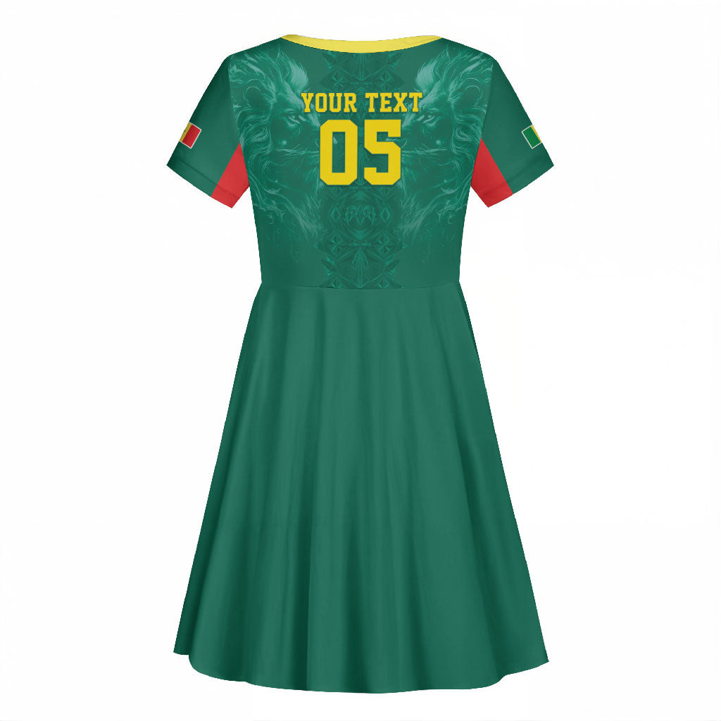 Custom Senegal Football Kid Short Sleeve Dress Lions Of Teranga Sporty Style