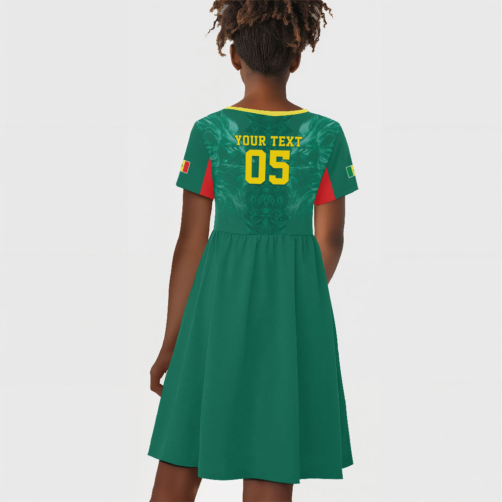Custom Senegal Football Kid Short Sleeve Dress Lions Of Teranga Sporty Style