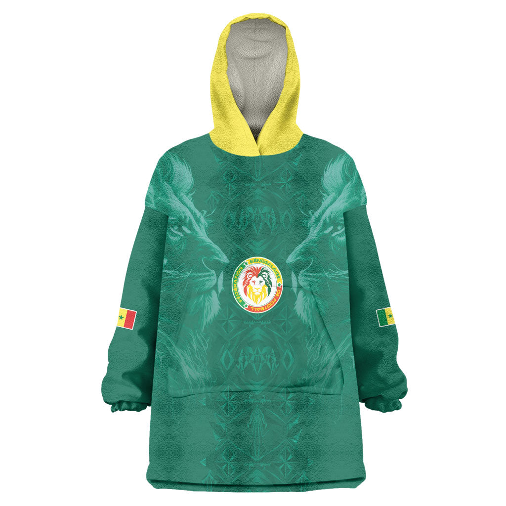 Custom Senegal Football Kid Wearable Blanket Hoodie Lions Of Teranga Sporty Style