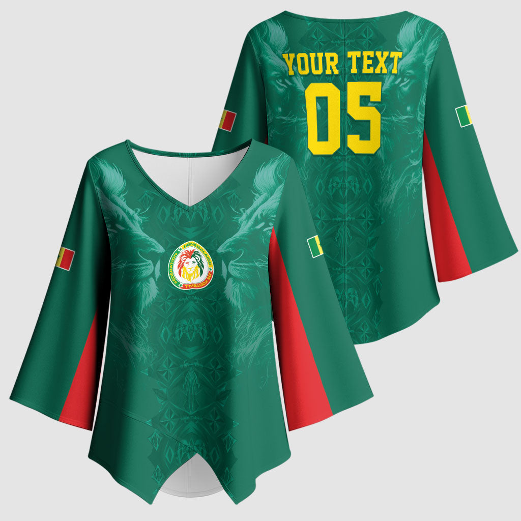 Custom Senegal Football Kimono Sleeve Blouse Lions Of Teranga Sporty Style