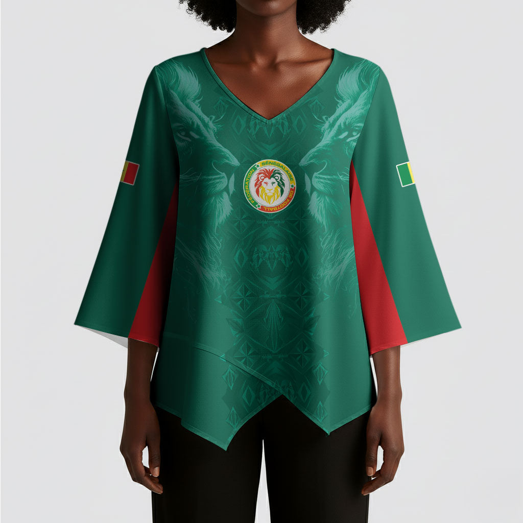 Custom Senegal Football Kimono Sleeve Blouse Lions Of Teranga Sporty Style
