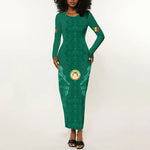 Custom Senegal Football Long Sleeve Bodycon Dress Lions Of Teranga Sporty Style