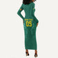 Custom Senegal Football Long Sleeve Bodycon Dress Lions Of Teranga Sporty Style