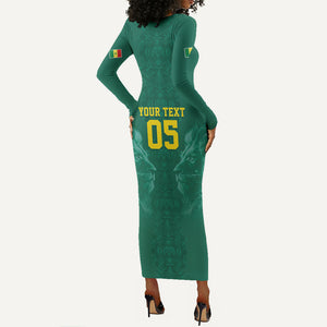 Custom Senegal Football Long Sleeve Bodycon Dress Lions Of Teranga Sporty Style