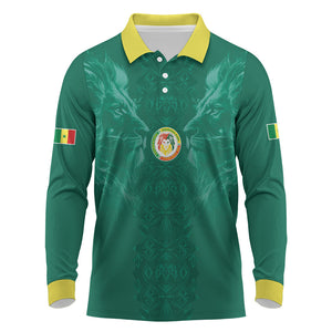 Custom Senegal Football Long Sleeve Polo Shirt Lions Of Teranga Sporty Style
