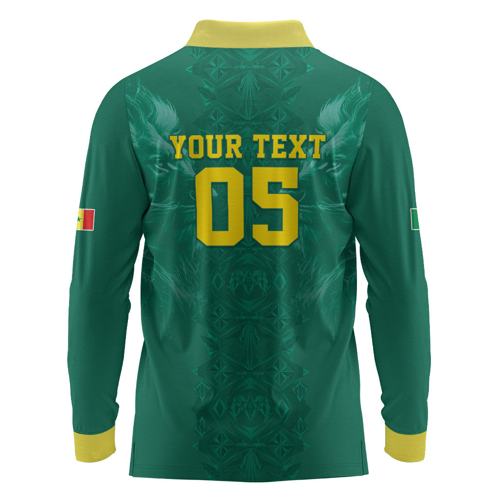 Custom Senegal Football Long Sleeve Polo Shirt Lions Of Teranga Sporty Style