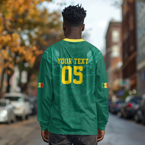 Custom Senegal Football Long Sleeve Shirt Lions Of Teranga Sporty Style