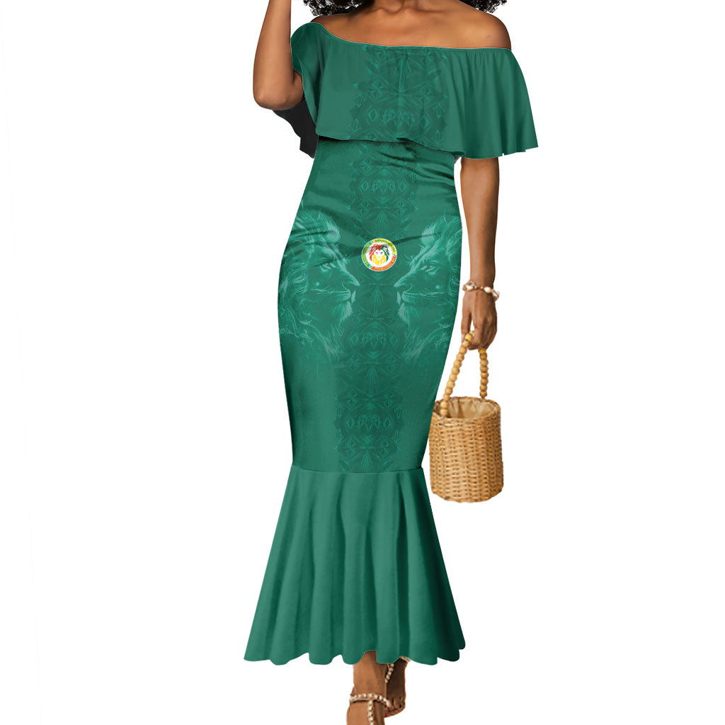 Custom Senegal Football Mermaid Dress Lions Of Teranga Sporty Style