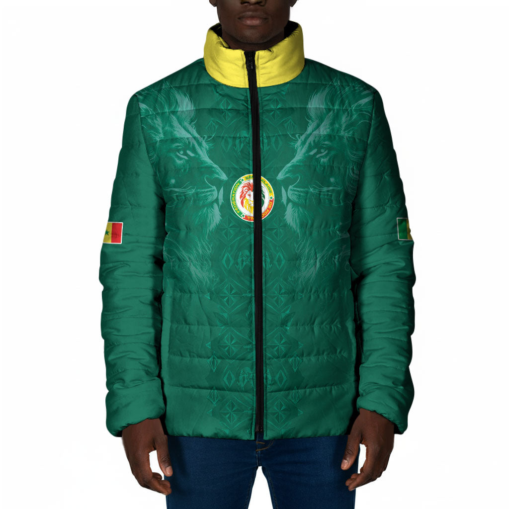 Custom Senegal Football Padded Jacket Lions Of Teranga Sporty Style