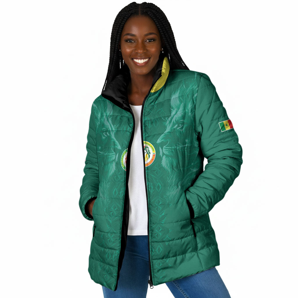 Custom Senegal Football Padded Jacket Lions Of Teranga Sporty Style