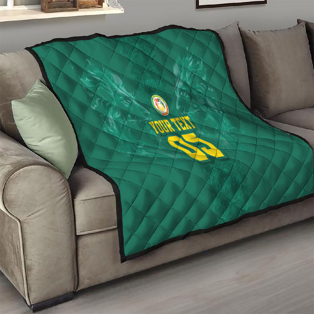 Custom Senegal Football Quilt Lions Of Teranga Sporty Style