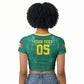 Custom Senegal Football Raglan Cropped T shirt Lions Of Teranga Sporty Style