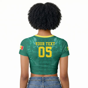 Custom Senegal Football Raglan Cropped T shirt Lions Of Teranga Sporty Style