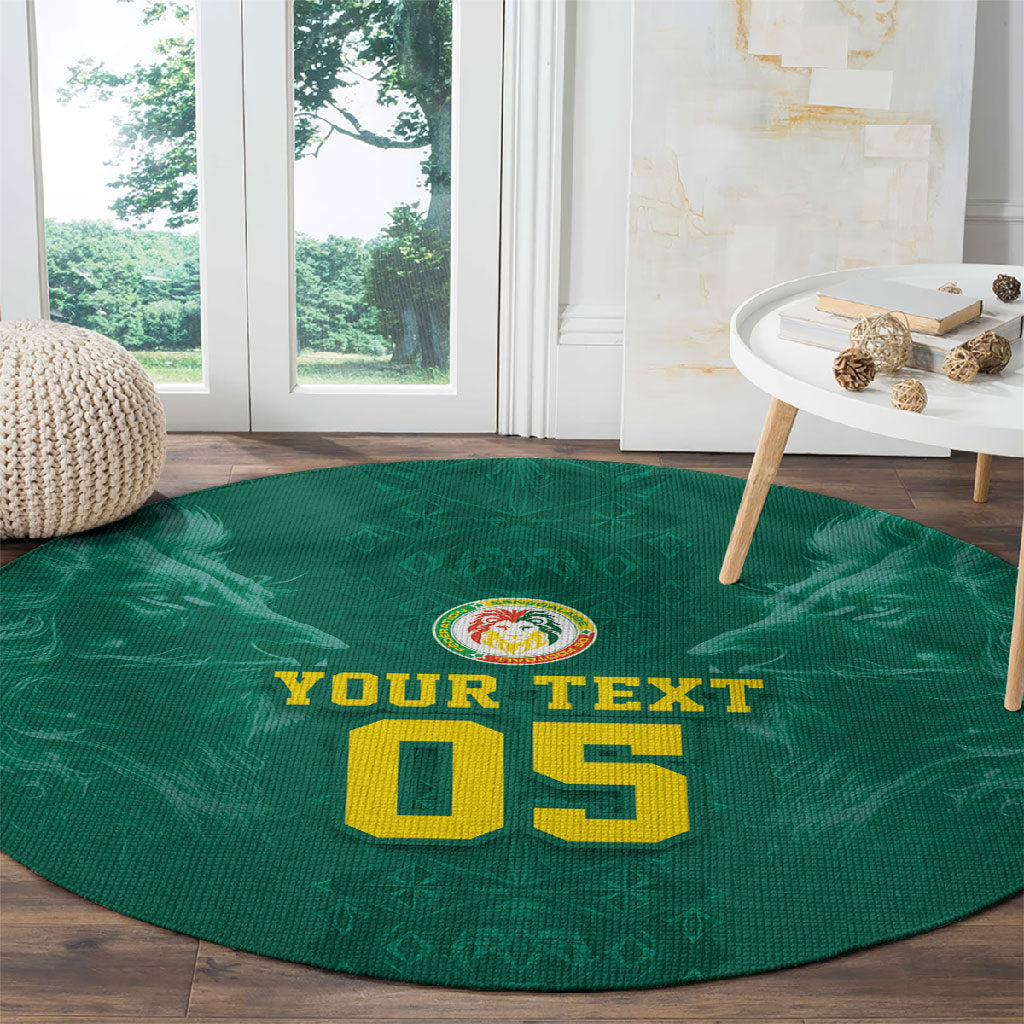 Custom Senegal Football Round Carpet Lions Of Teranga Sporty Style