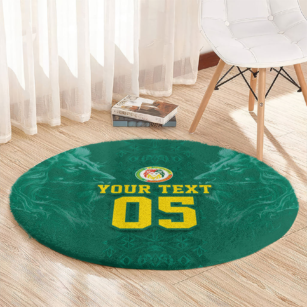 Custom Senegal Football Round Carpet Lions Of Teranga Sporty Style
