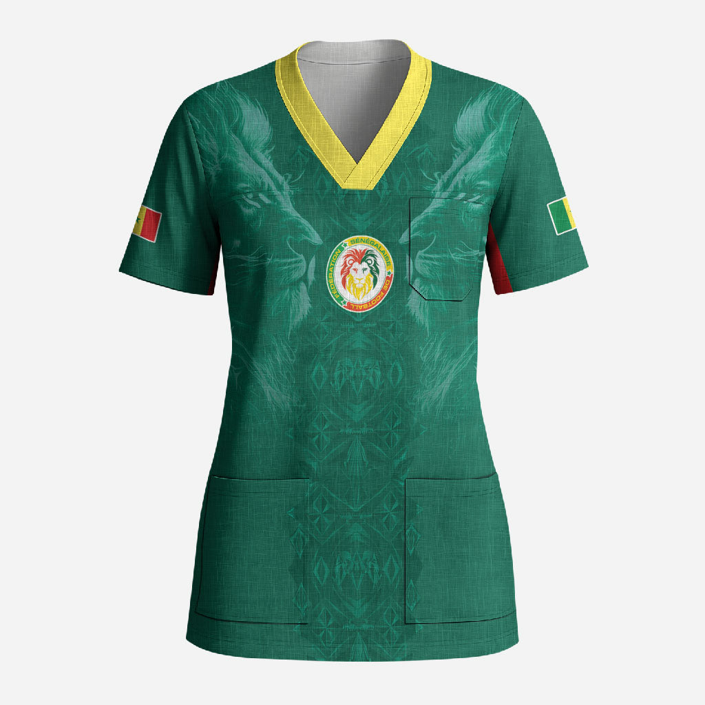 Custom Senegal Football Scrub Top Lions Of Teranga Sporty Style