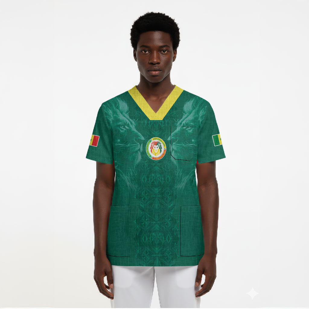 Custom Senegal Football Scrub Top Lions Of Teranga Sporty Style