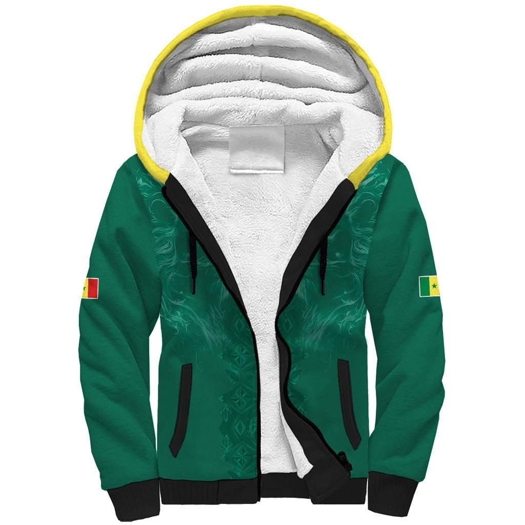 Custom Senegal Football Sherpa Hoodie Lions Of Teranga Sporty Style