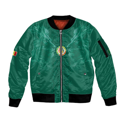 Custom Senegal Football Sleeve Zip Bomber Jacket Lions Of Teranga Sporty Style