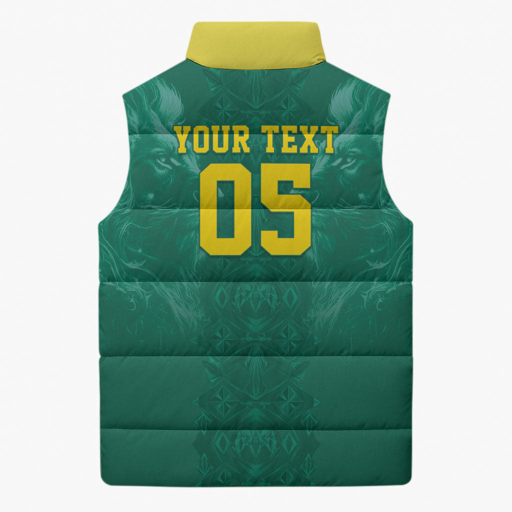 Custom Senegal Football Sleeveless Puffer Jacket Lions Of Teranga Sporty Style