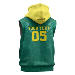 Custom Senegal Football Sleeveless Zip Hoodie Lions Of Teranga Sporty Style