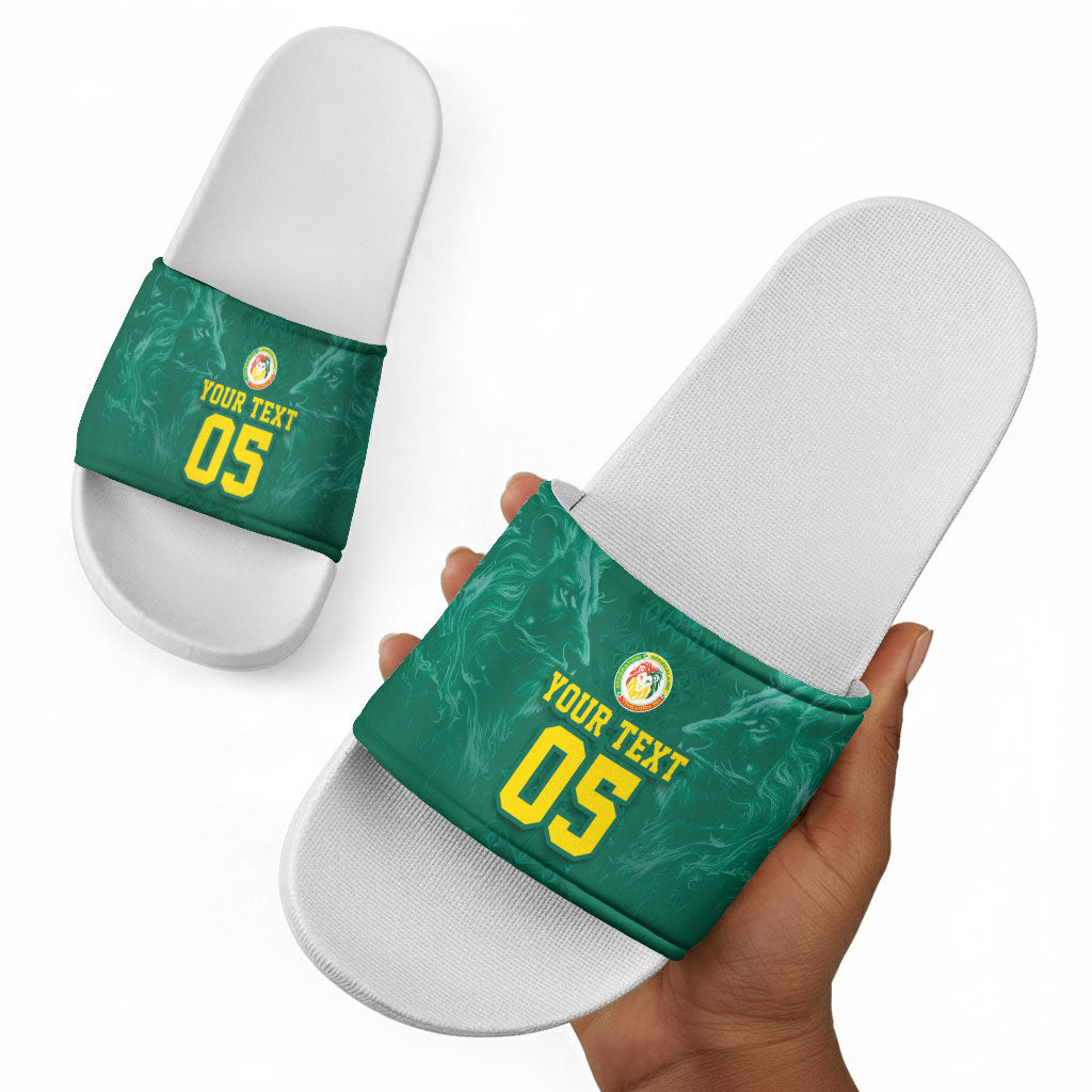 Custom Senegal Football Slide Sandals Lions Of Teranga Sporty Style