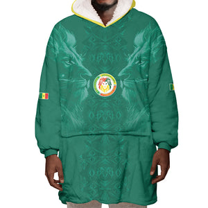 Custom Senegal Football Wearable Blanket Hoodie Lions Of Teranga Sporty Style